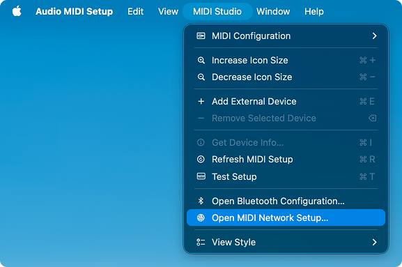 Open MIDI Network Setup